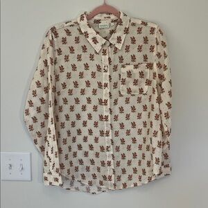 Spartina 449 Lois Shirt "Pink House" French Floral Cream, women’s sz L